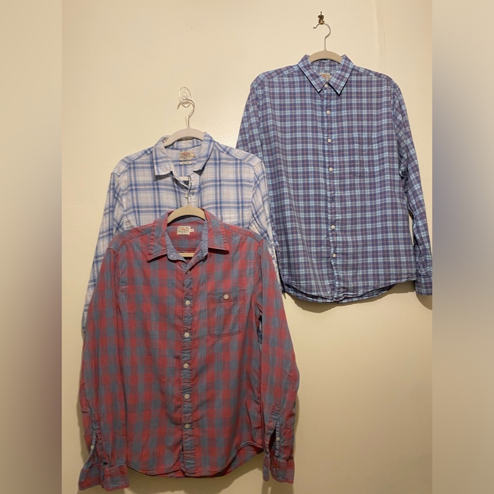 Faherty Men's Plaid Button Down Shirts - Blue, Red, White. Size M . Set - Picture 2 of 12